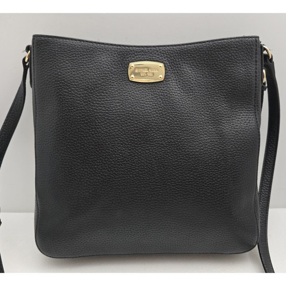 Michael Kors Jet Set Messenger Bag Black Leather Crossbody - Picture 2 of 13
